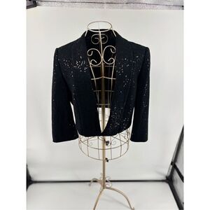 Vintage Esprit Collection Sequin Bolero Jacket Black Cropped Blazer Women’s US 8